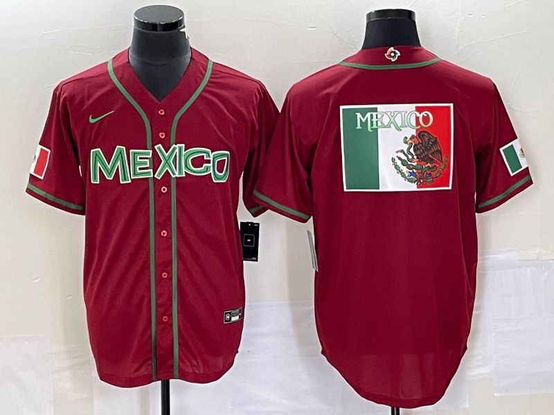 Men 2023 World Cub Mexico Blank Red Nike MLB Jersey20